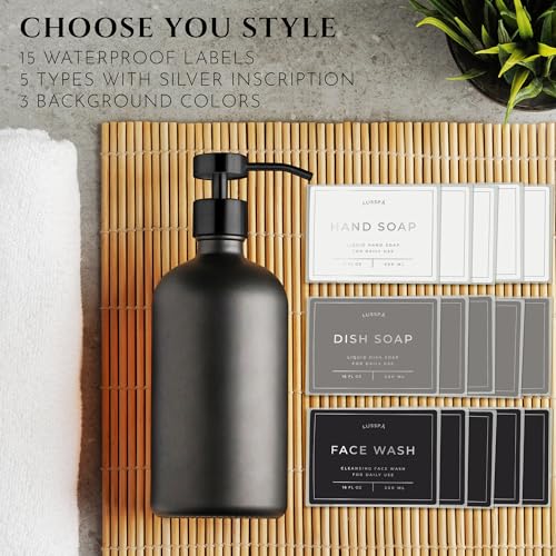 Glass Soap Dispenser Set of 2 (Black)