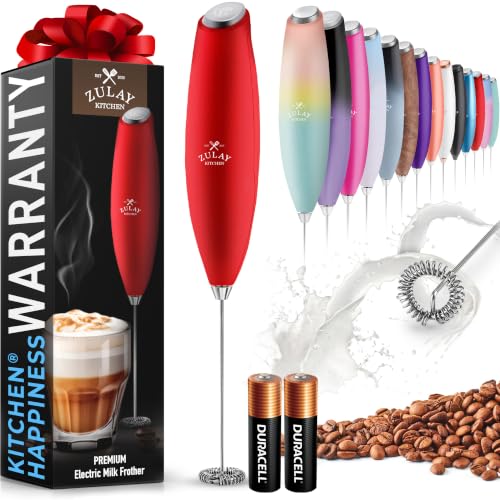 Zulay Powerful Milk Frother for Coffee with Upgraded Titanium Motor (Fire Red / OG Frother)