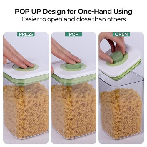 Set of 4 Pop Airtight Food Storage Containers with Date Recording Lids (Green-Set of 4 (Varied))