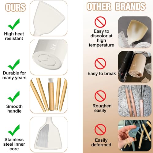 Silicone Kitchen Utensil Set (Cream White)