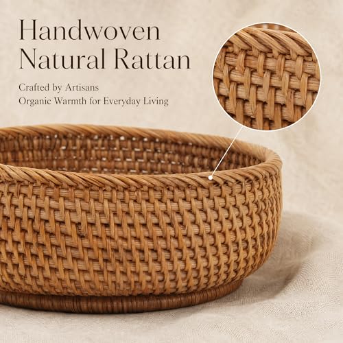 10.6" Large Round Rattan Bread Fruit Basket (L)