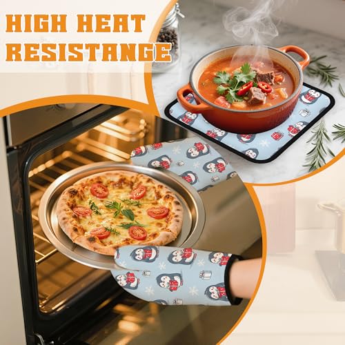 Christmas Cute Penguin Oven Mitts and Pot Holders Set (4 Count)