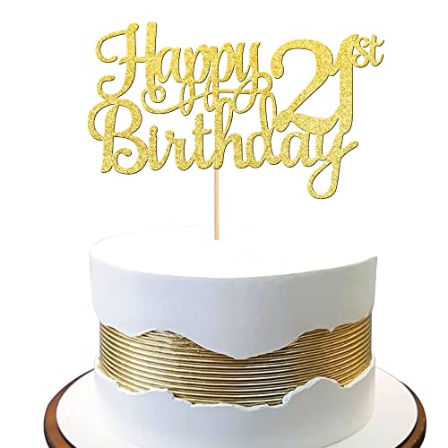 1 PCS Happy 21st Birthday Cake Topper (Gold / 21st)