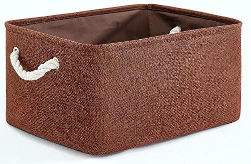 Decorative Basket Rectangular Fabric Storage Bin Organizer Basket with Handles for Clothes Storage (Brown / Large - 15Lx10.5Wx8H)