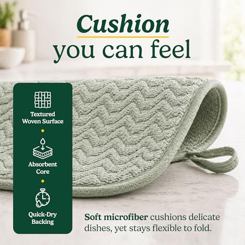 Cuisinart Dish Drying Mat for Kitchen Counter (Geostripe Sage)