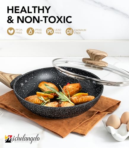 8 Inch Nonstick Frying Pan with Lid (Black Granite / 8 Inch)