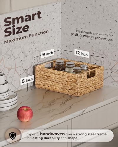 Water Hyacinth Storage Baskets (Natural / Rectangular Basket_Pack 6)