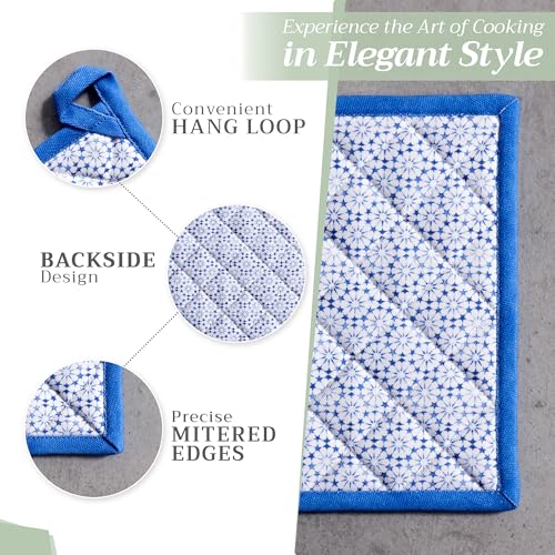 Pot Holders 100% Cotton Potholders (087 - Passiflora / 8" x 8" (Pot Holder Pack of 2))