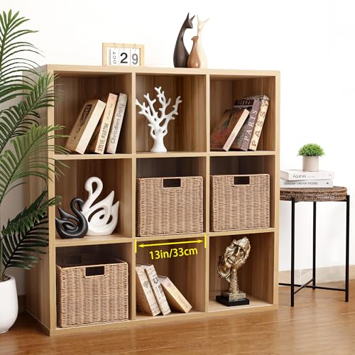 12X12X10in Plastic Wicker Storage Basket (Natural)