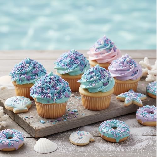 Mermaid Sprinkles for Baking (Blue, purple, pink)