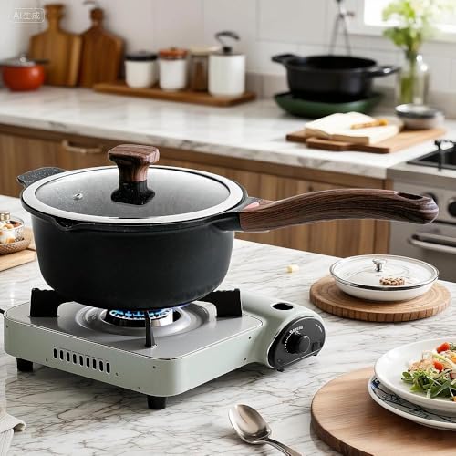 3QT & 4QT Sauce Pot Set with Lids (Black / 3 Quarts + 4 Quarts)