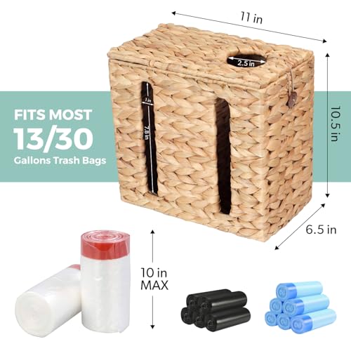 Trash Bag Holder with Scalloped Lid 13 (Natural)