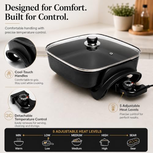 Square Electric Skillet with Lid (Square)