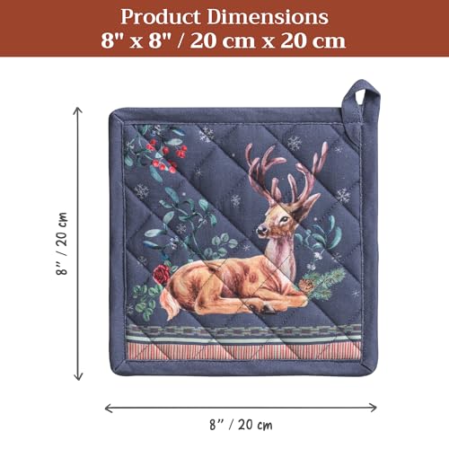 Pot Holders 100% Cotton Potholders (086 - Christmas Joy / 8" x 8" (Pot Holder Pack of 1))