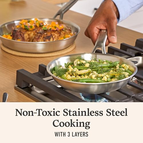 Brushed 3 Ply Stainless Steel Cookware Set w (6-Piece Set)