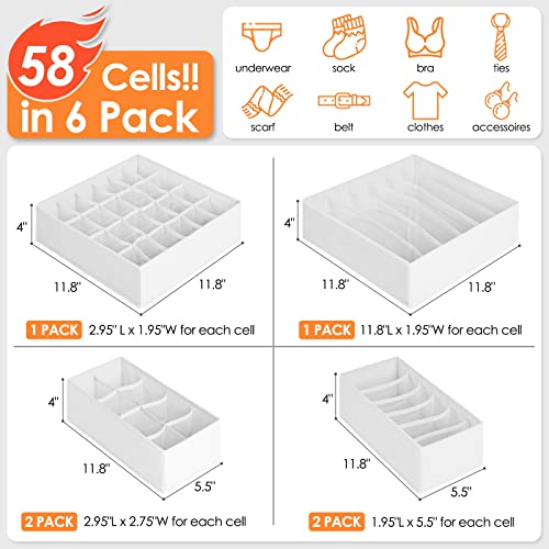 6 Pack Sock Underwear Drawer Organizer Dividers (6 Count)