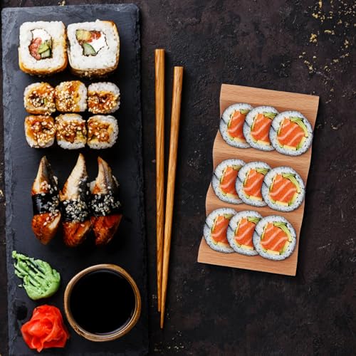 Wooden Taco Holder 3 Slot Sushi Handroll Stand V Shape Tray