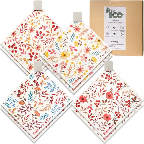 Swedish Dishcloths for Kitchen (Watercolor Flower)
