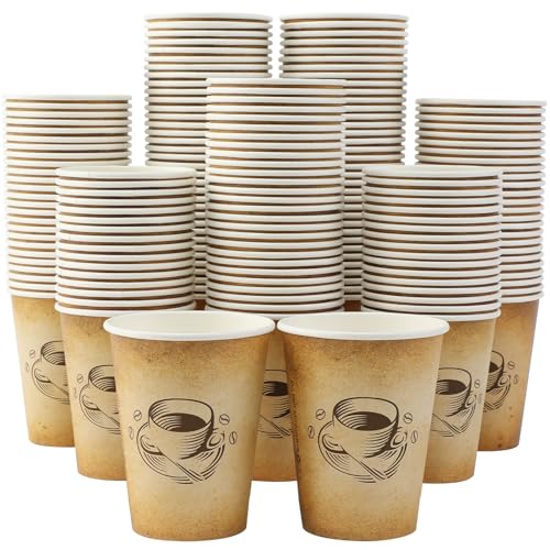 300 Pack 12oz Disposable Paper Coffee Cups Retro Design (12OZ-300)