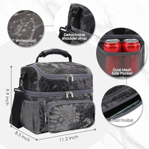 Double Layer Cooler Insulated Lunch Bag Adult Lunch Box Large Tote Bag for Men (2 Count)