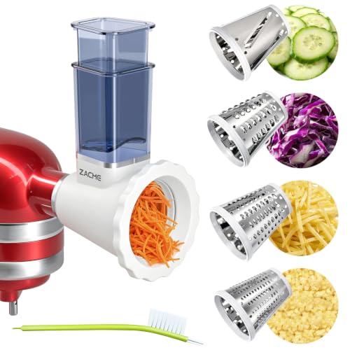 Updated Cheese Grater Slicer Shredder Attachment for KitchenAid Stand Mixers (4 Blades)