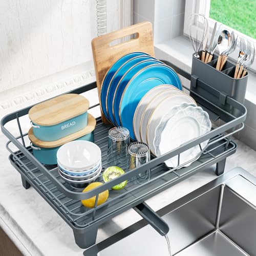Urakify Dish Drying Rack for Kitchen Counter (Blue)