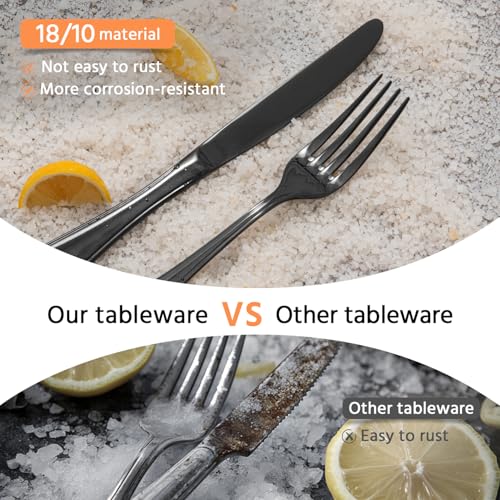 18 10 Stainless Steel Silverware Set for 4 (Black / 20-Piece)