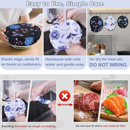 5Pcs Reusable Beeswax Elastic Bowl Covers for Bread Proofing and Food Cover (Butterfly)