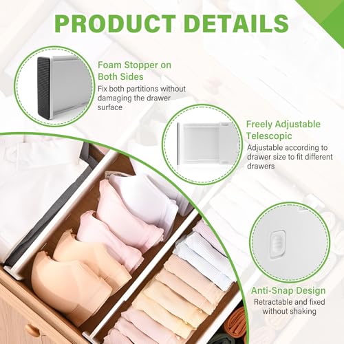5 Pack Drawer Dividers 3.2" High Slim Organizers Expandable 10.8 (Short)