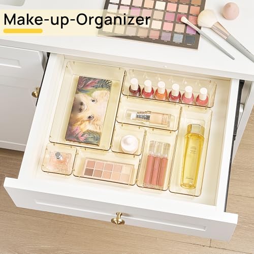 25 Pack Plastic Drawer Organizers with Non (Clear Champagne)