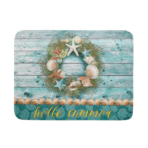 Coastal Wreath Dish Drying Mat 18x24 inch Starfish Shell Absorbent Microfiber Dish Rack Mats Drainer Pad Kitchen Countertop Accessories (Coastal Wreath / 18" x 24")