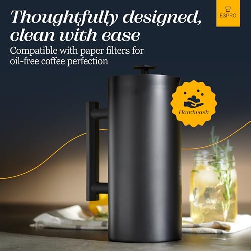 P6 32 Ounces French Press Coffee Maker (32 oz / Matte Black)