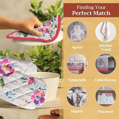 Pot Holders 100% Cotton Potholders (081 - Rose Garden / 8" x 8" (Pot Holder Pack of 1))