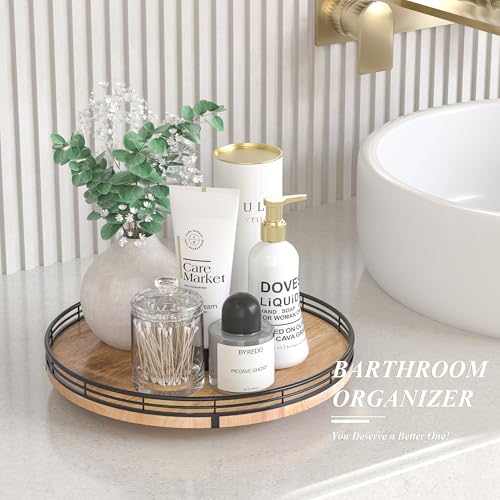 12 Inch Farmhouse Oak Lazy Susan Organizer