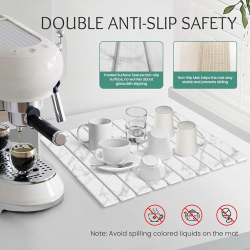 Stone Dish Drying Mat Collapsible Diatomaceous Earth Absorbent Mat Quick Dish Drying Pad Dish Rack Pad Match Any Counterto Multiple Usage for Kitchen