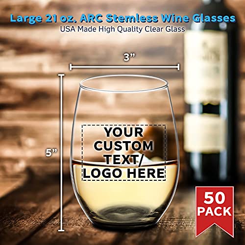 50 ARC Stemless Wine Glasses Set (50 Count)