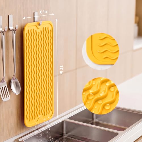Silicone Dish Drying Mat for Multiple Usage (Yellow / 17"L x 6"W)