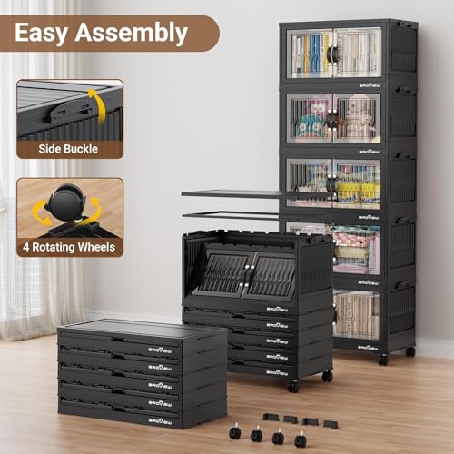 180Qt Stackable Storage Bins with Lid (Black / 60QT-3Pack)