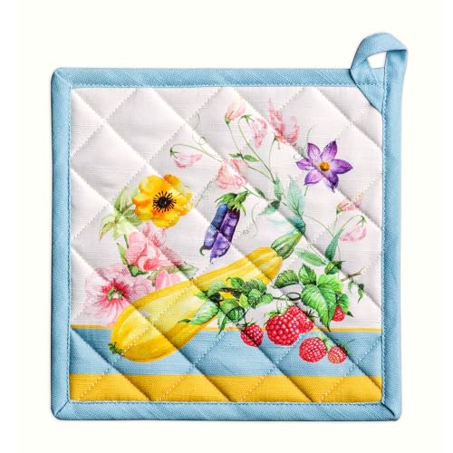Pot Holders 100% Cotton Potholders (042 - Giverny / 8" x 8" (Pot Holder Pack of 1))