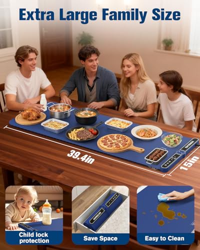 Warming Mat for Food Extra Large (Blue / 39.4x15 Inch)
