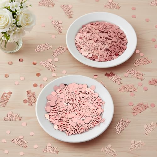 Rose Gold Happy Birthday Confetti for Table Decorations (Rose Gold Birthday)