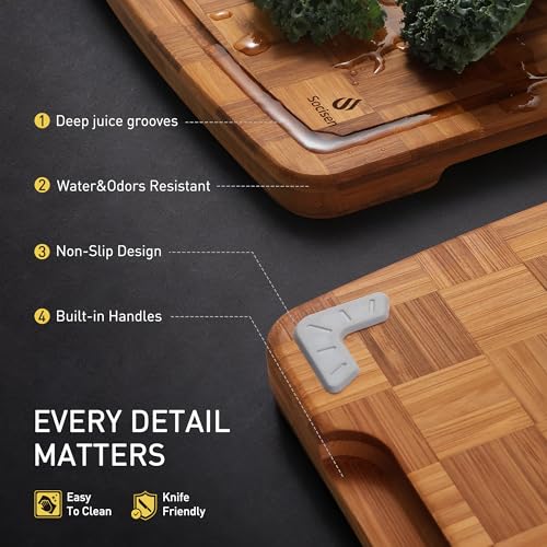 Extra Large Bamboo Wooden Cutting Board Wood Cutting Boards for Kitchen (23.5"L x 18"W)