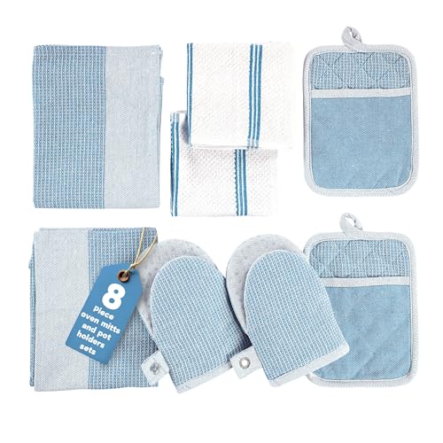 Silicone Oven Mitts Set (03: Oven Mitts - Cornflower / Oven Mitt Set - 8 Pack)