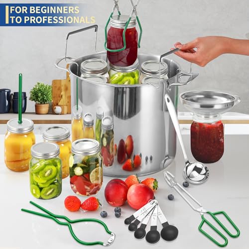 Canning Supplies Starter Kit with Canning Rack (11-Pcs Rack Set / DeGreen)