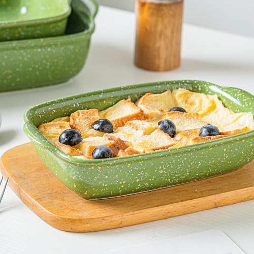 Ceramic Baking Dishes for Oven Set of 3 (Green)
