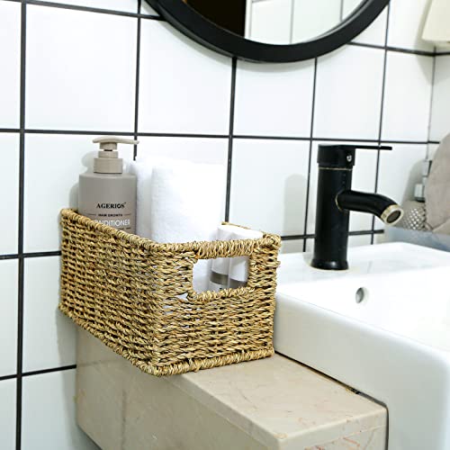 Wicker Baskets for Storage (12 x 8 x 6 inches / Natural (Seagrass))