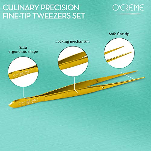 Stainless Steel Precision Kitchen Tweezer Tongs 6.25" with Fine Tip