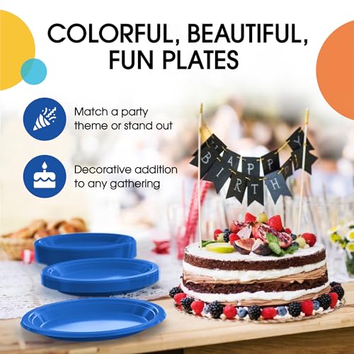 Sturdy Dark Blue Plastic Plates 10" Party Plates 100 Pcs (7 inch / Dark Blue)