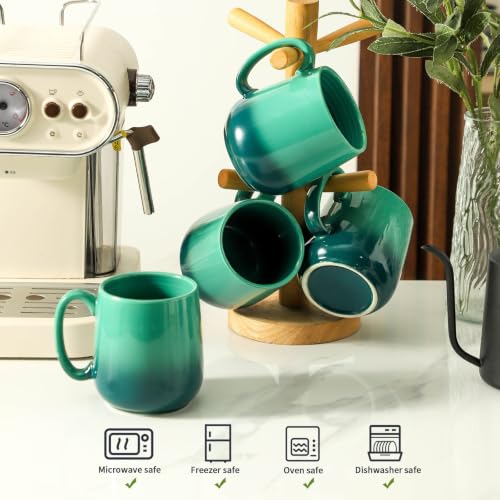 15oz Ceramic Mug Set of 4 (GradationGreen / Set of 4)