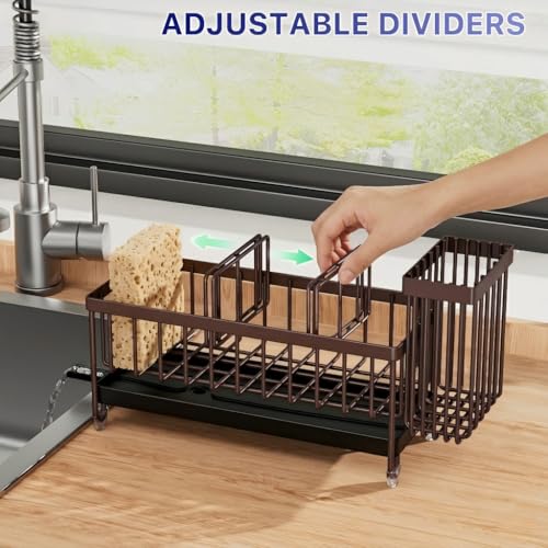 Brown Sponge Holder for Kitchen Sink (Brown - 9.25″)